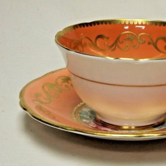 Aynsley Fine Bone China England Blush Floral Footed Tea Cup and Saucer - Picture 2 of 15